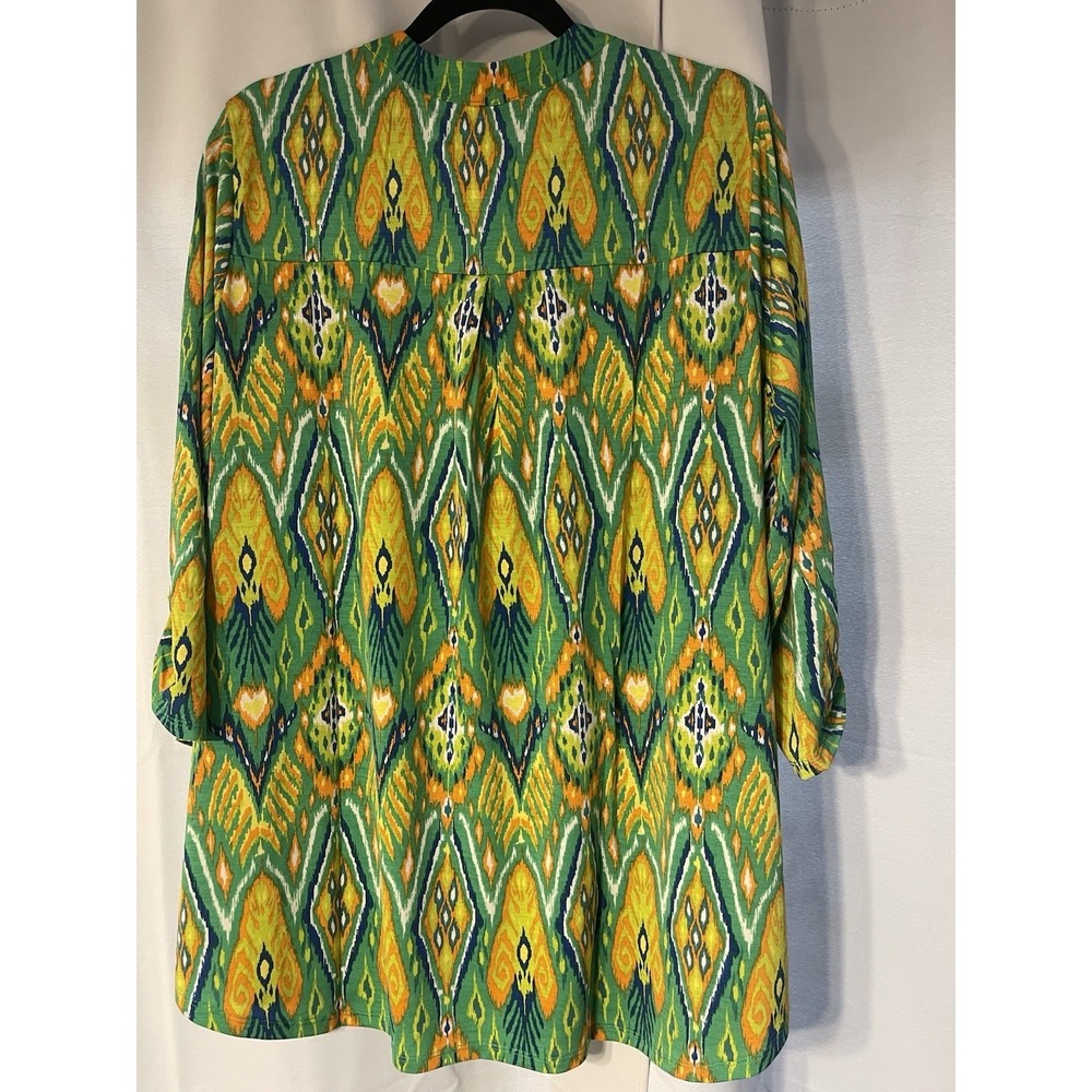 Dear Scarlett Plus Size Women's Top Blouse 3x Orange Lime Green NWT - Picture 2 of 3